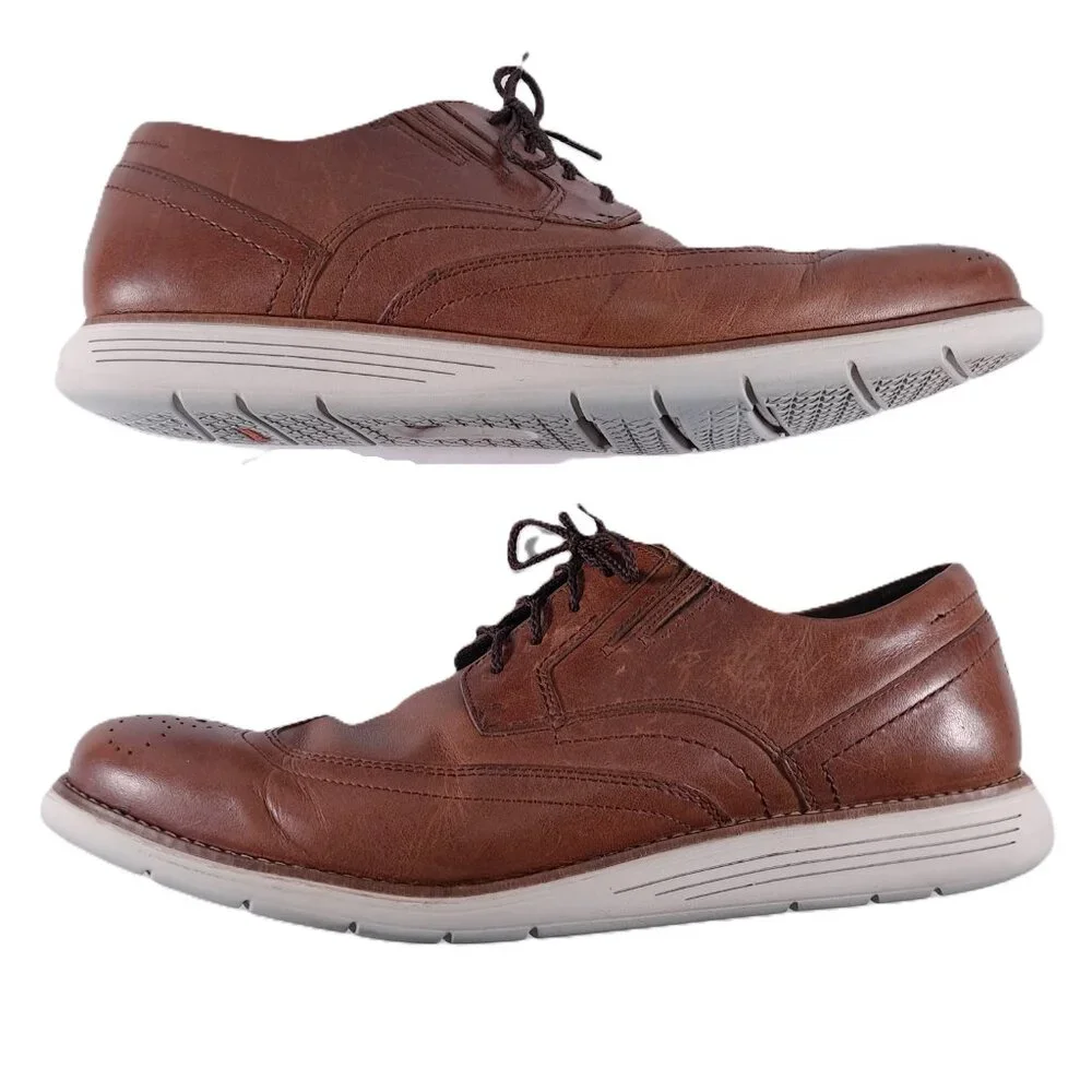 Rockport Total Motion Sport Wingtip Shoes Men 10.5 Brown Leather Oxford CH2508